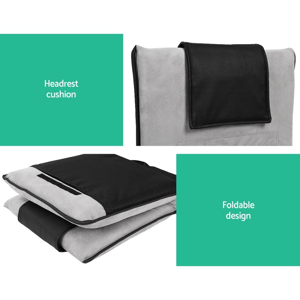 Artiss 4X Floor Lounge Sofa Bed Floor Cushion Velvet Grey - Image 4