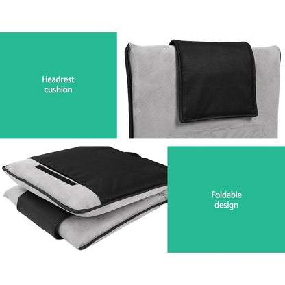Artiss 4X Floor Lounge Sofa Bed Floor Cushion Velvet Grey - Image 4
