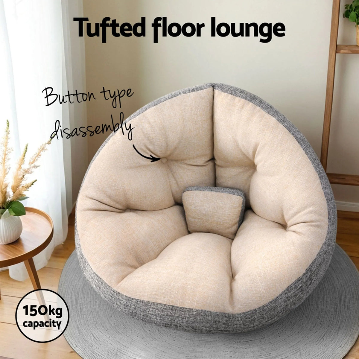 Artiss Floor Lounge and Coffee Table w/ Charging Station Set - Image 7