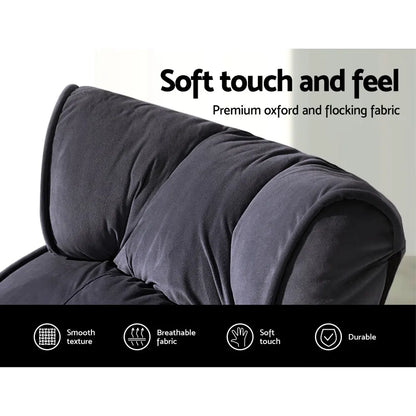Artiss Floor Lounge Sofa With Armrest Flocking Fabric Charcoal - Image 6