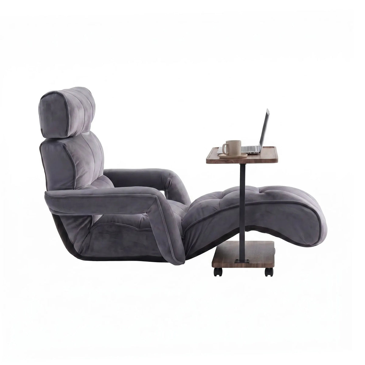 Artiss Floor Lounge & Coffee Table Set, Adjustable Recliner End Table w/ Wheels - Image 4