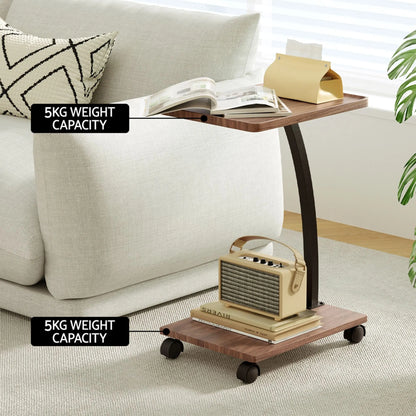 Artiss Floor Lounge & Coffee Table Set, Adjustable Recliner End Table w/ Wheels - Image 9