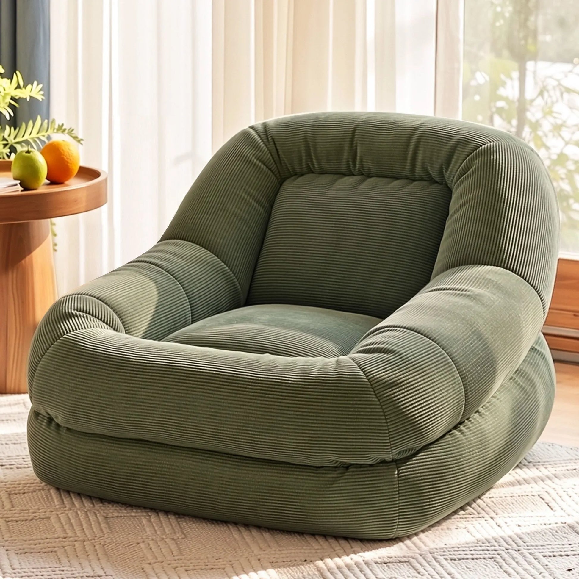 Artiss Armchair Floor Chair Couch Recliner 1 Seater Cloud Chaise Lounge Corduroy Green