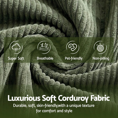Artiss Armchair Floor Chair Couch Recliner 1 Seater Cloud Chaise Lounge Corduroy Green - Image 6