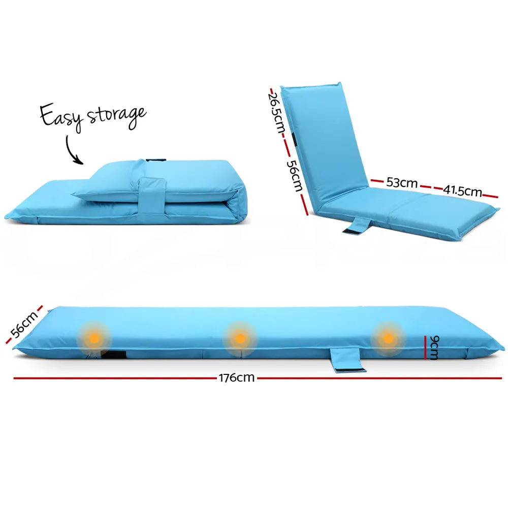 Artiss Floor Lounge Sofa Camping Chair Blue - Image 2