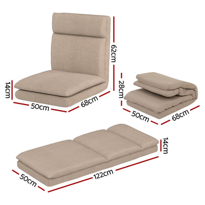 Artiss 4XFloor Chair Sofa Linen Beige - Image 2
