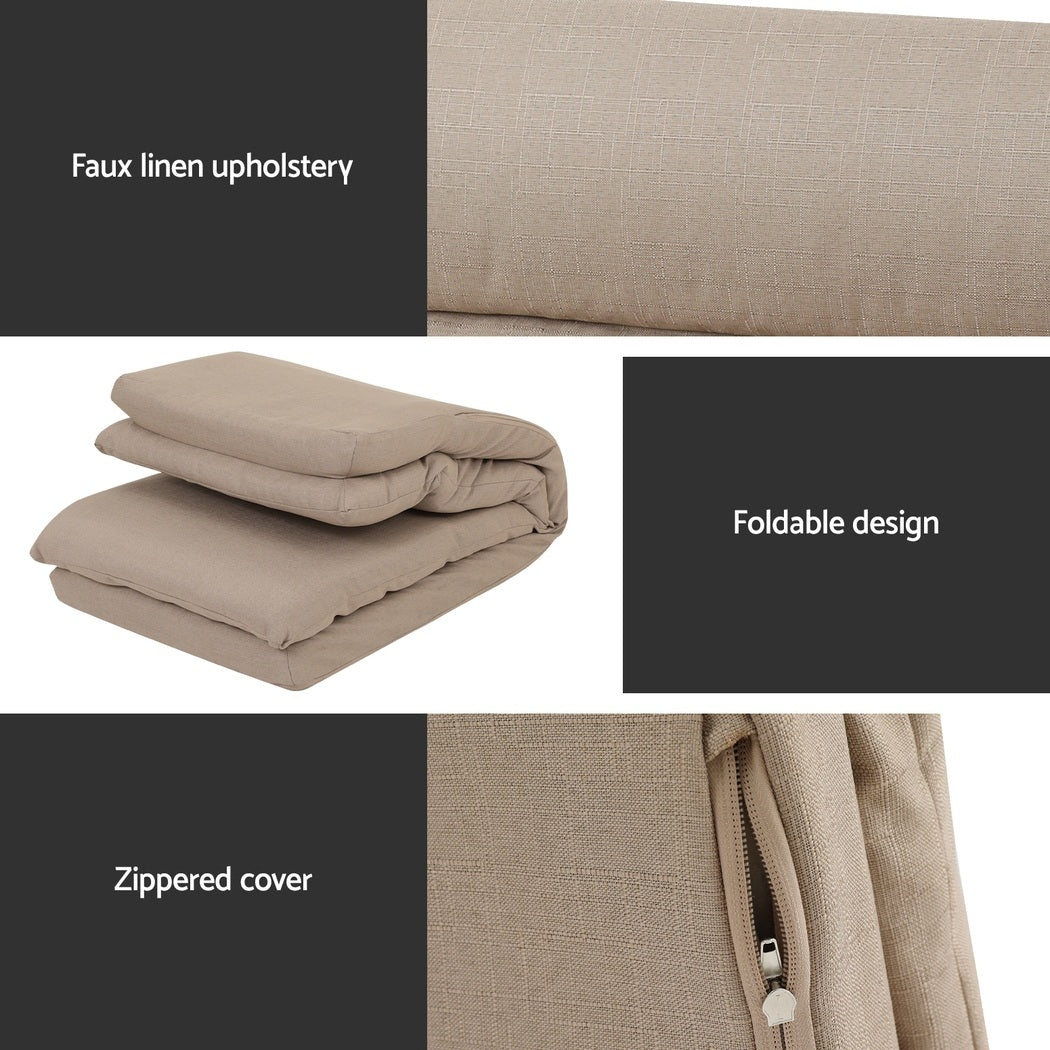 Artiss 4XFloor Chair Sofa Linen Beige - Image 6
