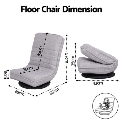 Ariss Swivel Floor Chair 360 Adjustable Foldable Lounge Seat Floor Sofa Chair Grey - Image 2