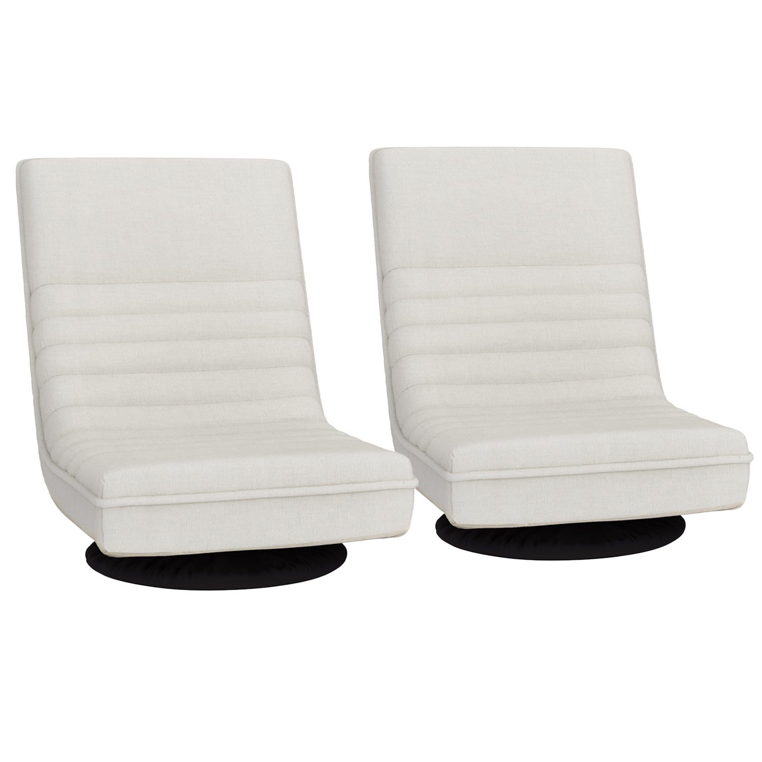 Artiss 2XFloor Chair Lounge Sofa Swivel Foldable Linen White - Image 7