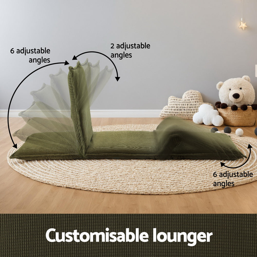 Artiss Floor Lounge Sofa Bed Foldable Green - Image 4