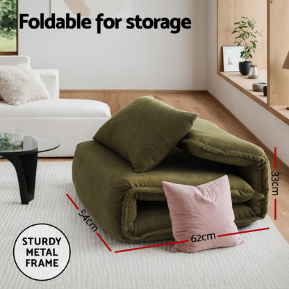 Artiss Floor Lounge Sofa Bed Foldable Green - Image 5