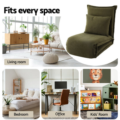 Artiss Floor Lounge Sofa Bed Foldable Green - Image 6