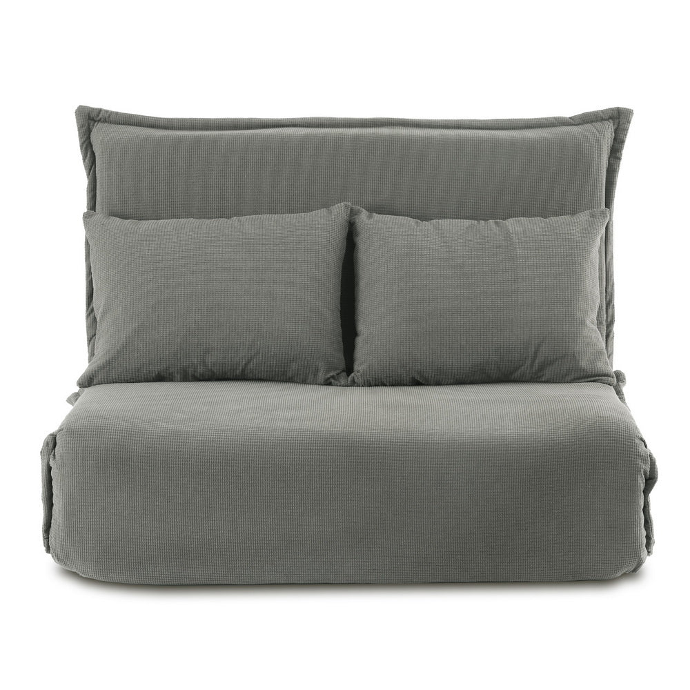 Artiss Floor Lounge Sofa Bed Foldable 2 Seater Grey - Image 3