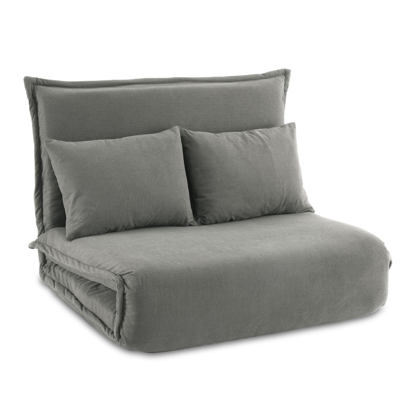 Artiss Floor Lounge Sofa Bed Foldable 2 Seater Grey - Image 7