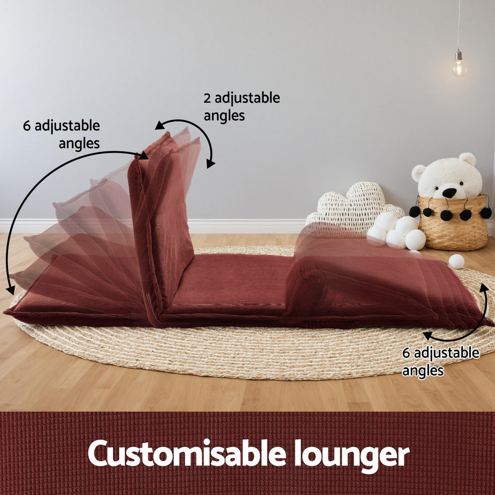 Artiss Floor Lounge Sofa Bed Foldable 2 Seater Orange - Image 4