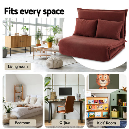 Artiss Floor Lounge Sofa Bed Foldable 2 Seater Orange - Image 6
