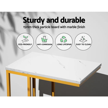 Artiss Floor Lounge Sofa Bed Folding Chaise Chair Green & Coffee Table Side Table Marble Effect - Image 8