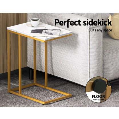 Artiss Floor Lounge Sofa Bed Folding Chaise Chair Green & Coffee Table Side Table Marble Effect - Image 9