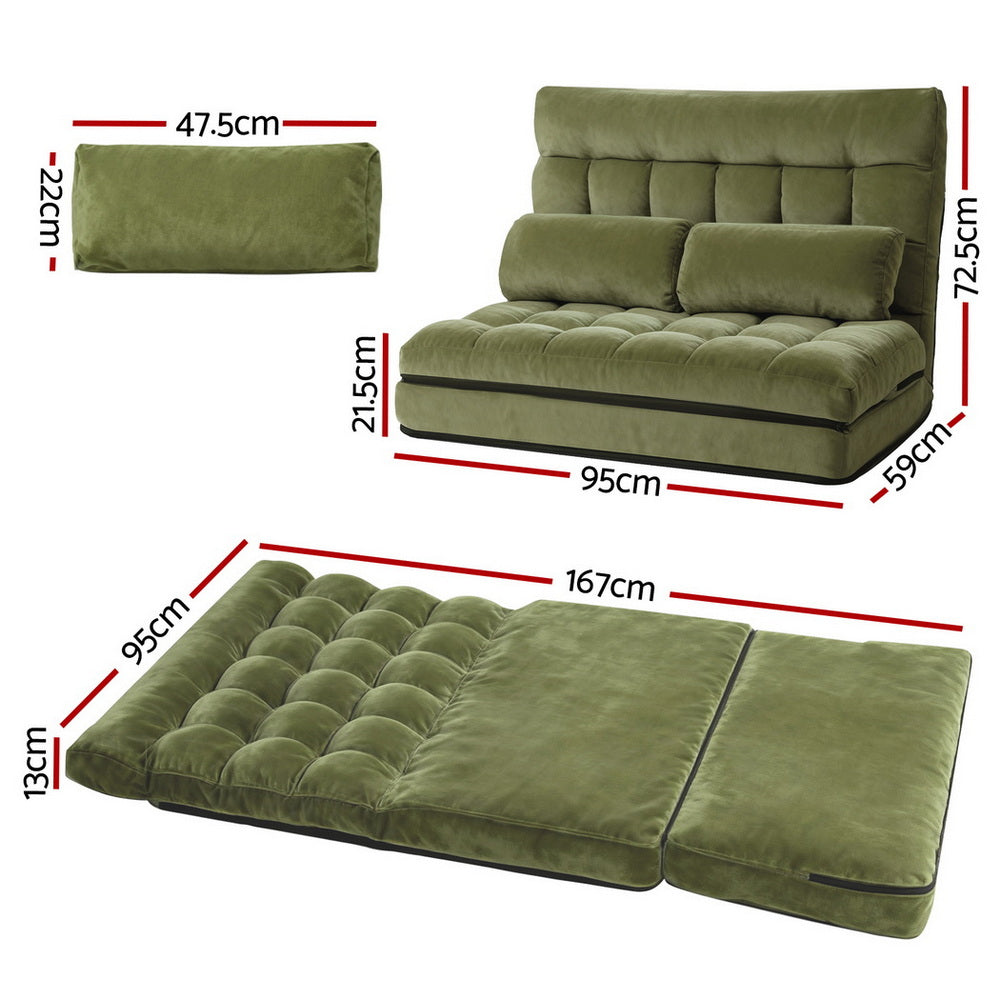 ArtissLounge Sofa Bed 2 seater Green Fabric - Image 2