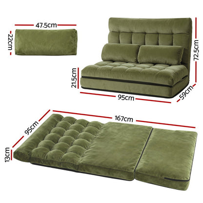 ArtissLounge Sofa Bed 2 seater Green Fabric - Image 2