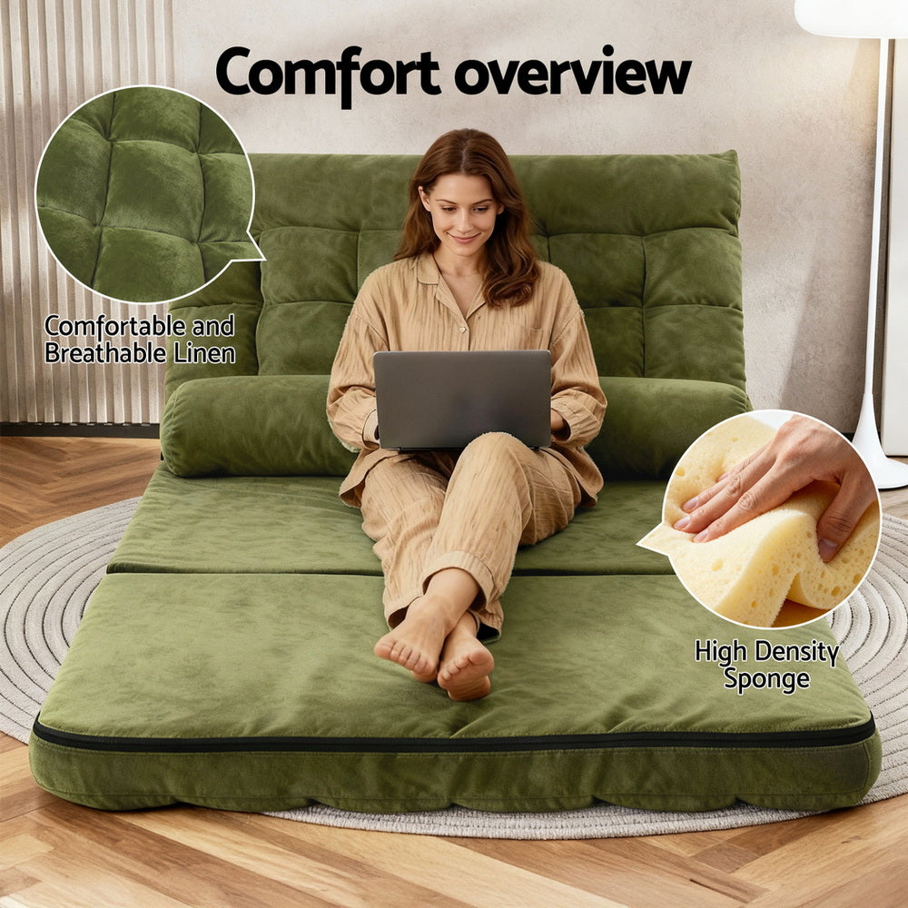 ArtissLounge Sofa Bed 2 seater Green Fabric - Image 4