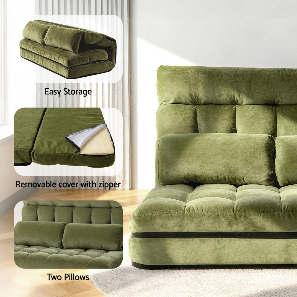 ArtissLounge Sofa Bed 2 seater Green Fabric - Image 6