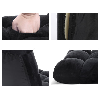 Artiss 2X Lounge Sofa Bed Flannel Fabric Black - Image 3