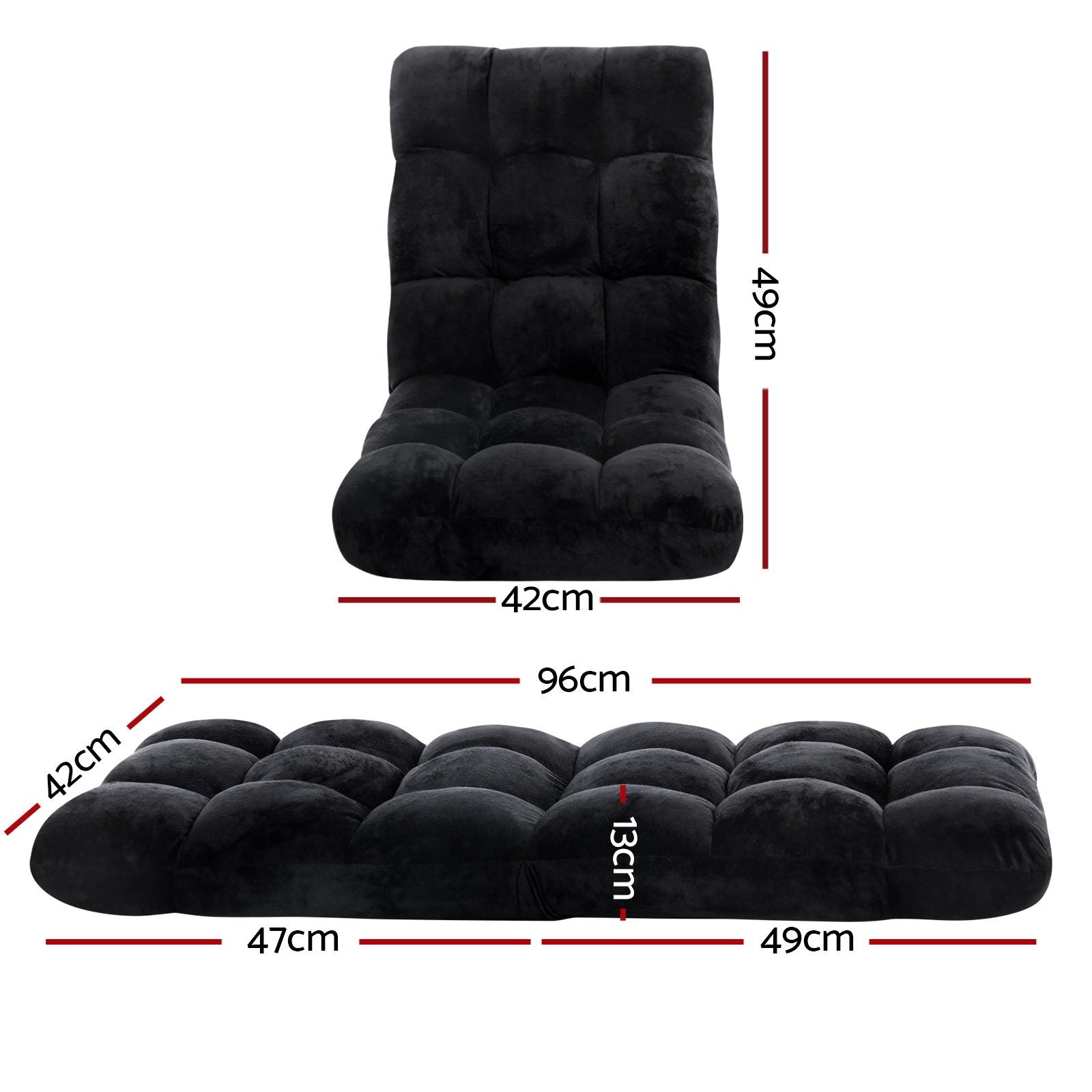 Artiss 4X Lounge Sofa Bed Flannel Fabric Black - Image 2