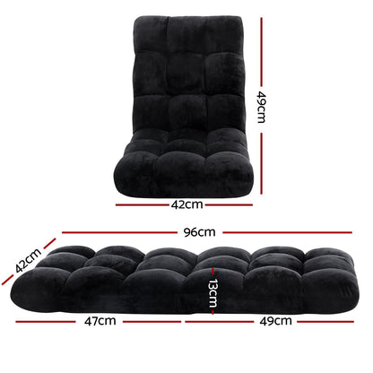 Artiss 4X Lounge Sofa Bed Flannel Fabric Black - Image 2
