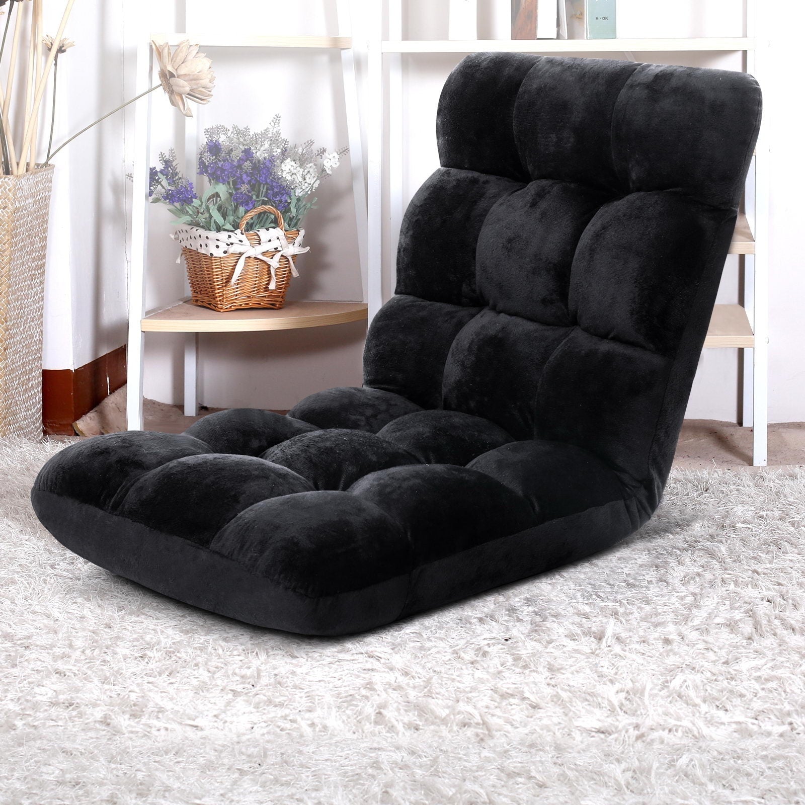 Artiss 4X Lounge Sofa Bed Flannel Fabric Black - Image 3
