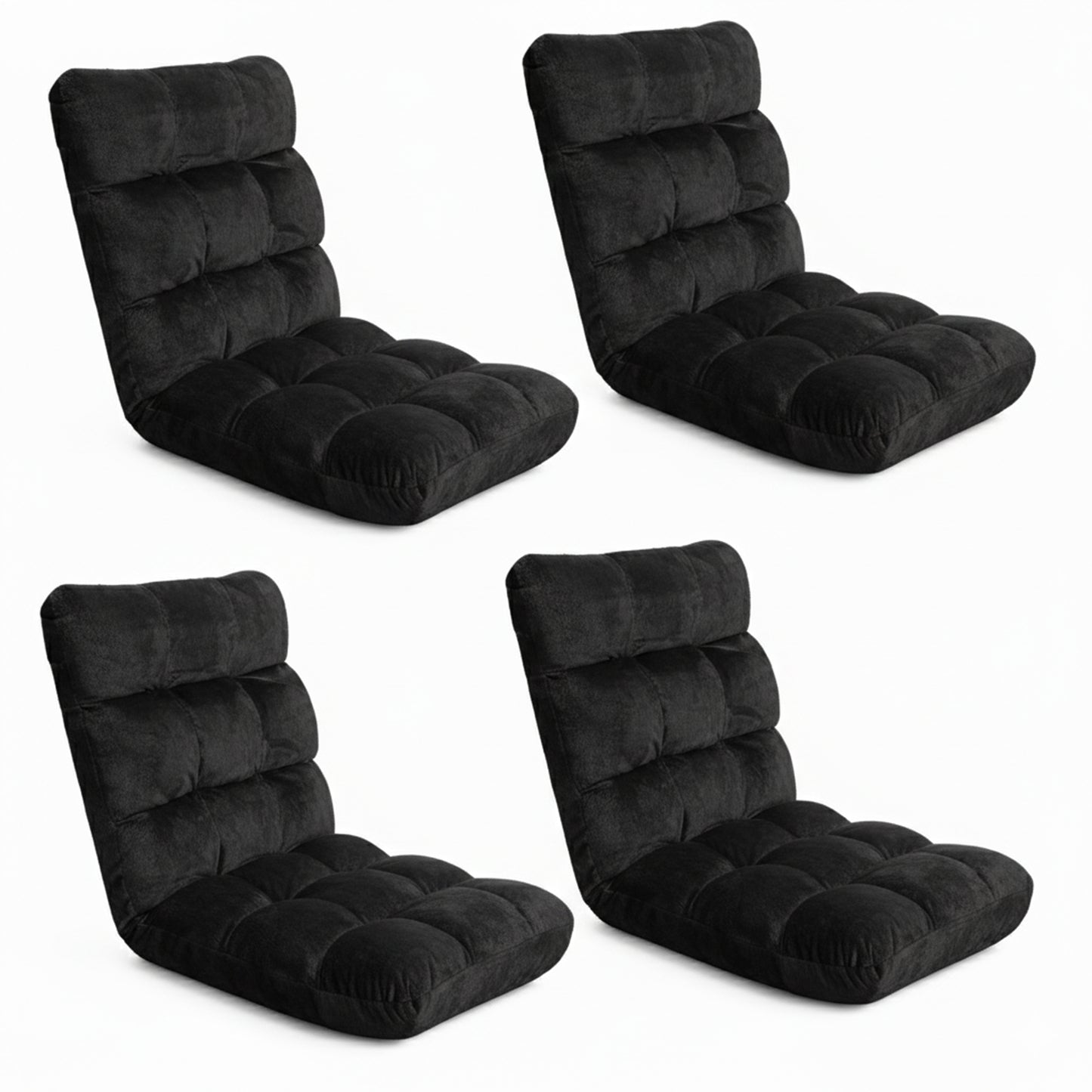 Artiss 4X Lounge Sofa Bed Flannel Fabric Black - Image 7