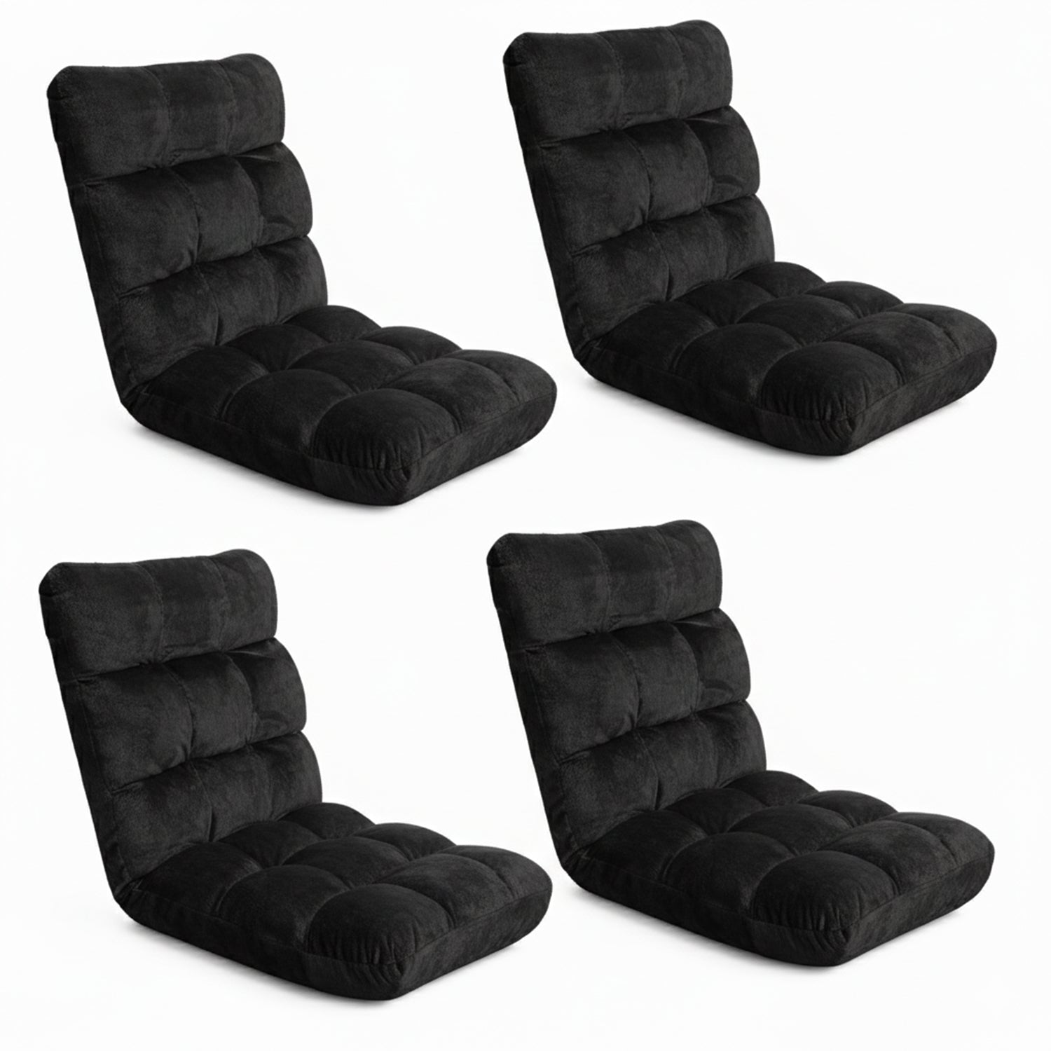 Artiss 4X Lounge Sofa Bed Flannel Fabric Black - Image 7