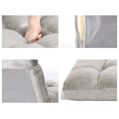 Artiss 2X Lounge Sofa Bed Flannel Fabric Grey - Image 3