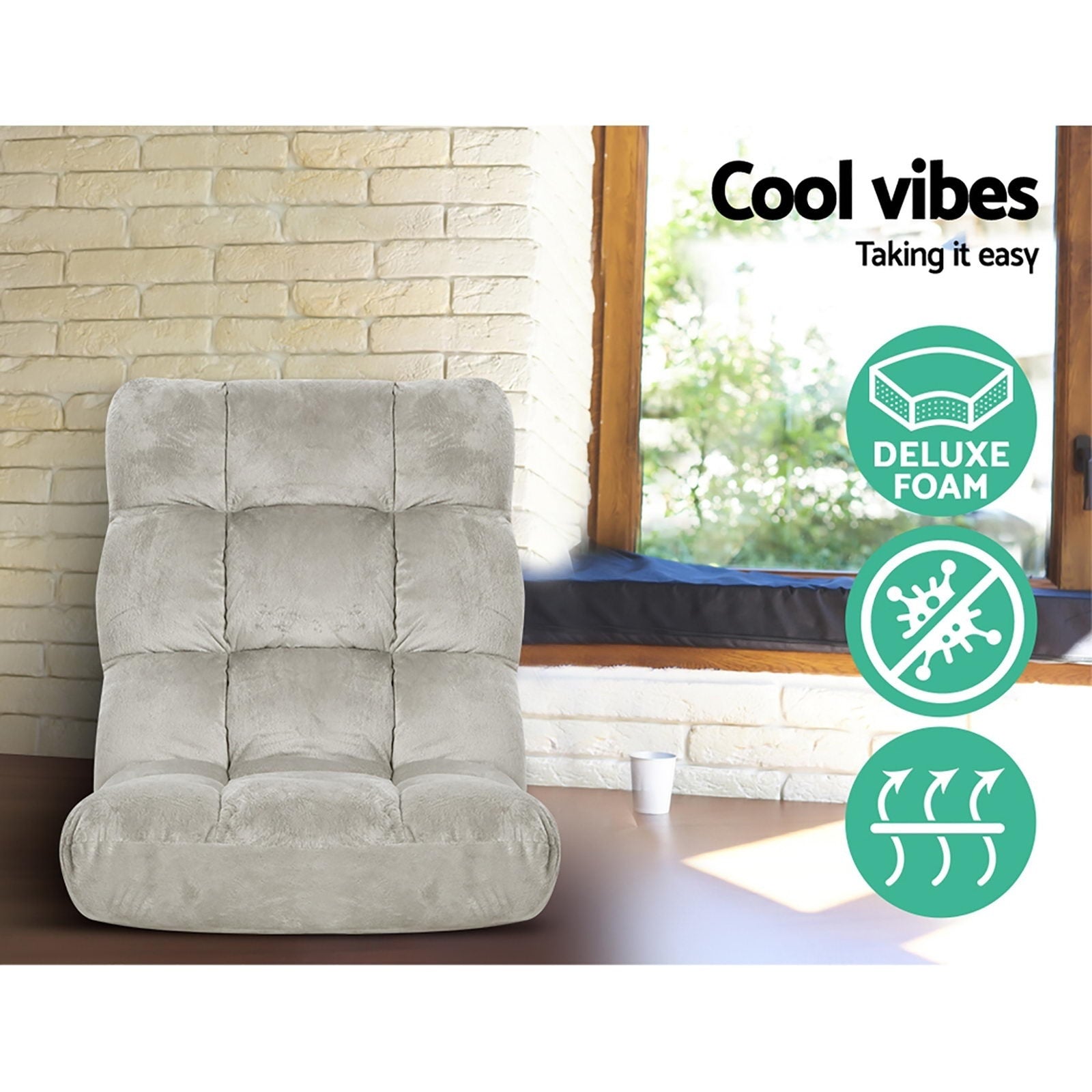 Artiss 4X Lounge Sofa Bed Flannel Fabric Grey - Image 3
