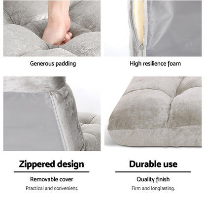 Artiss 4X Lounge Sofa Bed Flannel Fabric Grey - Image 6