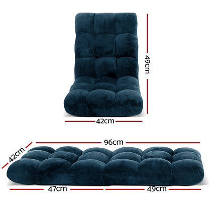 Artiss Floor Lounge Sofa Bed Flannel Fabric Navy - Image 2