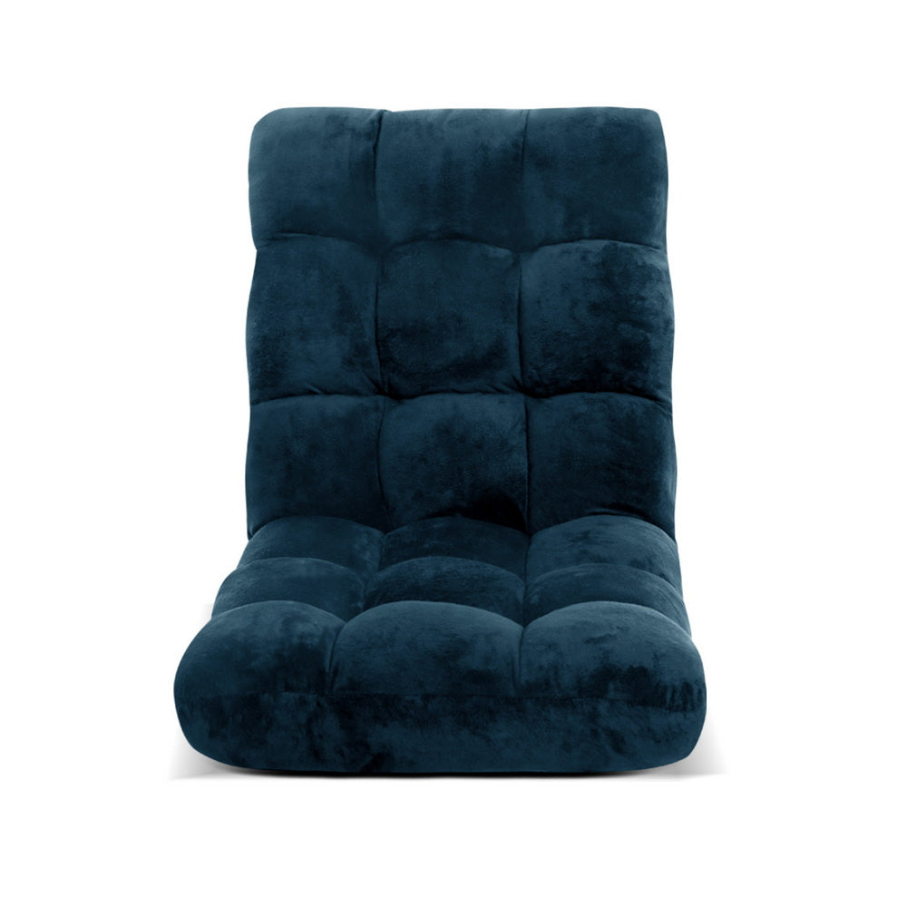 Artiss Floor Lounge Sofa Bed Flannel Fabric Navy - Image 3