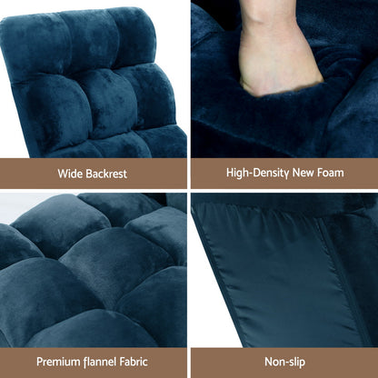 Artiss Floor Lounge Sofa Bed Flannel Fabric Navy - Image 6