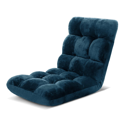 Artiss Floor Lounge Sofa Bed Flannel Fabric Navy - Image 7
