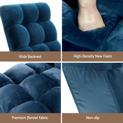 Artiss 2PCS Floor Lounge Sofa Bed Flannel Fabric Navy - Image 6