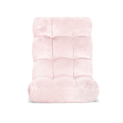 Artiss Floor Lounge Sofa Bed Flannel Fabric Pink - Image 3