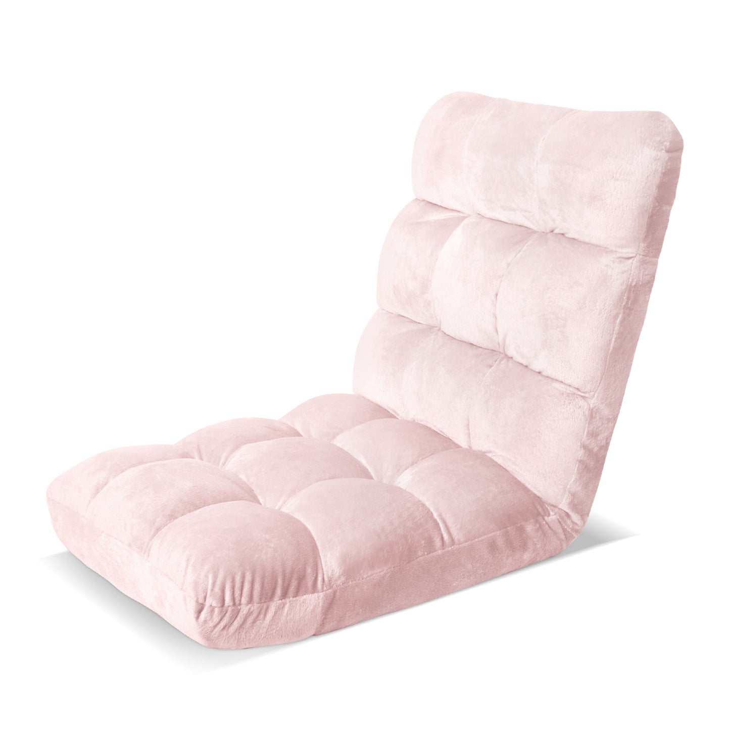 Artiss Floor Lounge Sofa Bed Flannel Fabric Pink - Image 6