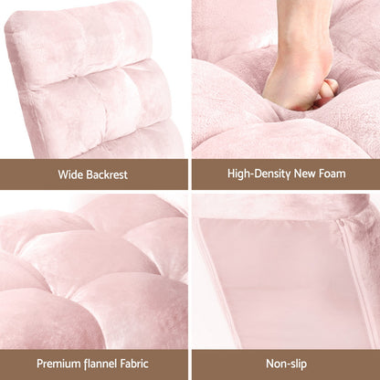 Artiss Floor Lounge Sofa Bed Flannel Fabric Pink - Image 7