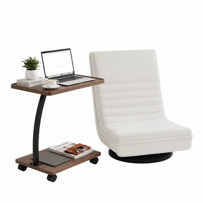 Artiss Floor Lounge 360° Swivel Foldable Sofa Chair and Side Table with Castors Set - Image 2