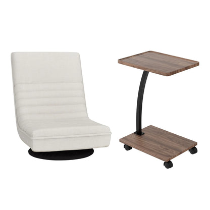 Artiss Floor Lounge 360° Swivel Foldable Sofa Chair and Side Table with Castors Set - Image 4