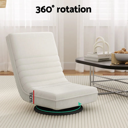 Artiss Floor Lounge 360° Swivel Foldable Sofa Chair and Side Table with Castors Set - Image 6