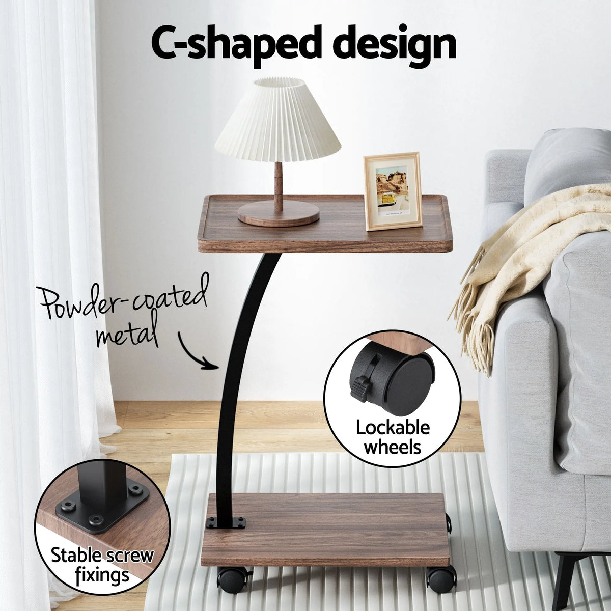 Artiss Floor Lounge 360° Swivel Foldable Sofa Chair and Side Table with Castors Set - Image 8