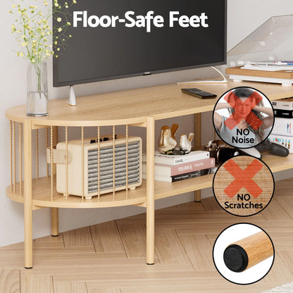 Artiss Swivel Floor Chair & TV Entertainment Unit with Storage Shelf Set - Image 9