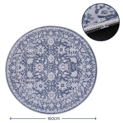 Artiss 120 cm Roung Rugs for Living Room Pad-Free Dense Dot Backing Stops Slipping & Robot Vacuum Friendly, Vintage Carpet for Reading Nook Dining Area, 100% Polyester Washable - Image 2