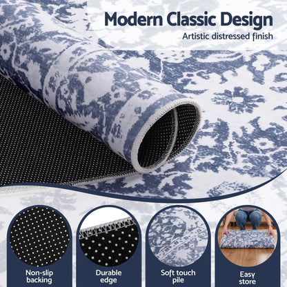Artiss 120 cm Roung Rugs for Living Room Pad-Free Dense Dot Backing Stops Slipping & Robot Vacuum Friendly, Vintage Carpet for Reading Nook Dining Area, 100% Polyester Washable - Image 3